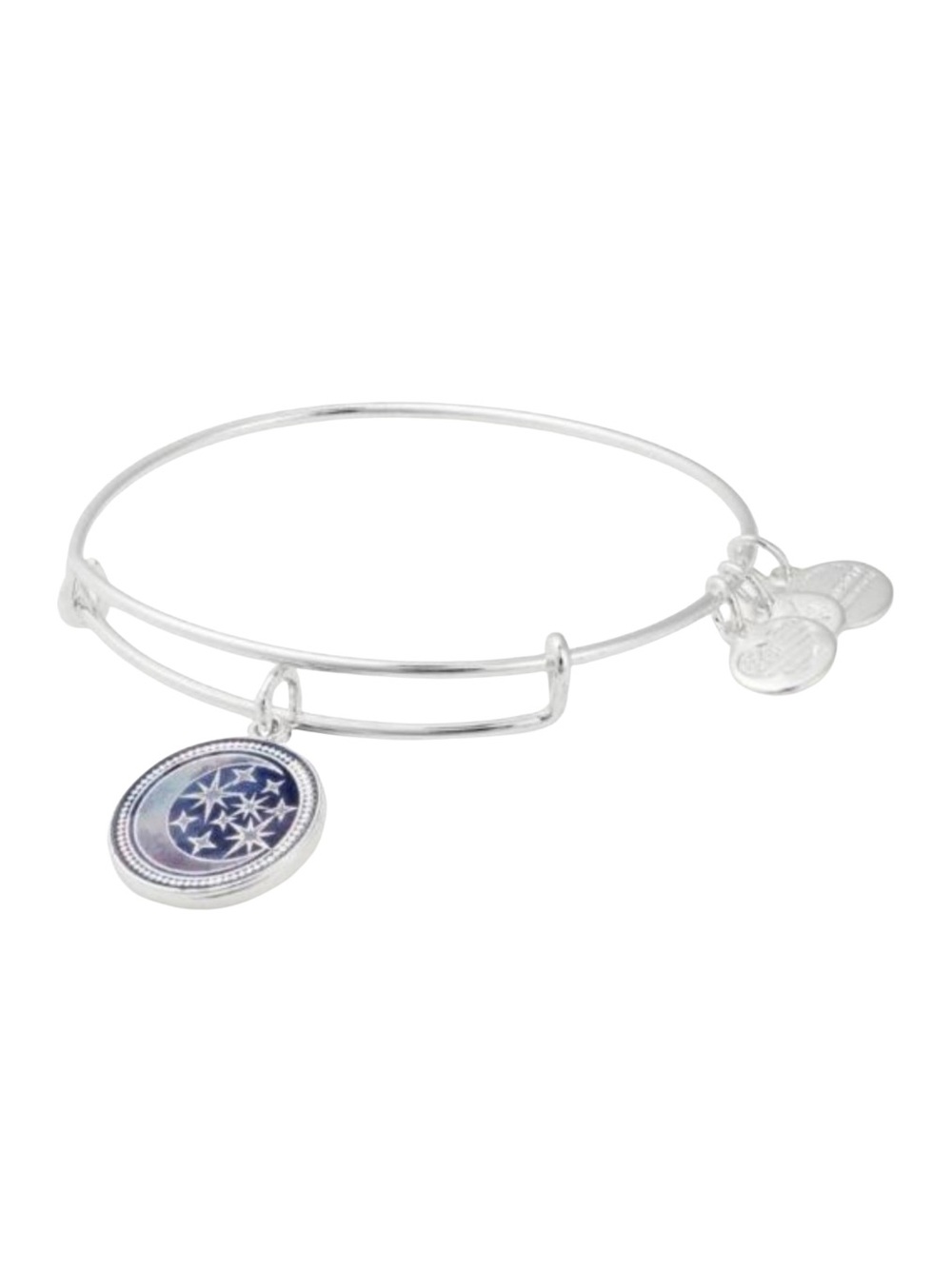 Alex and Ani Art Infusion Moon and Stars Charm Bangle Bracelet - Silver & Blue